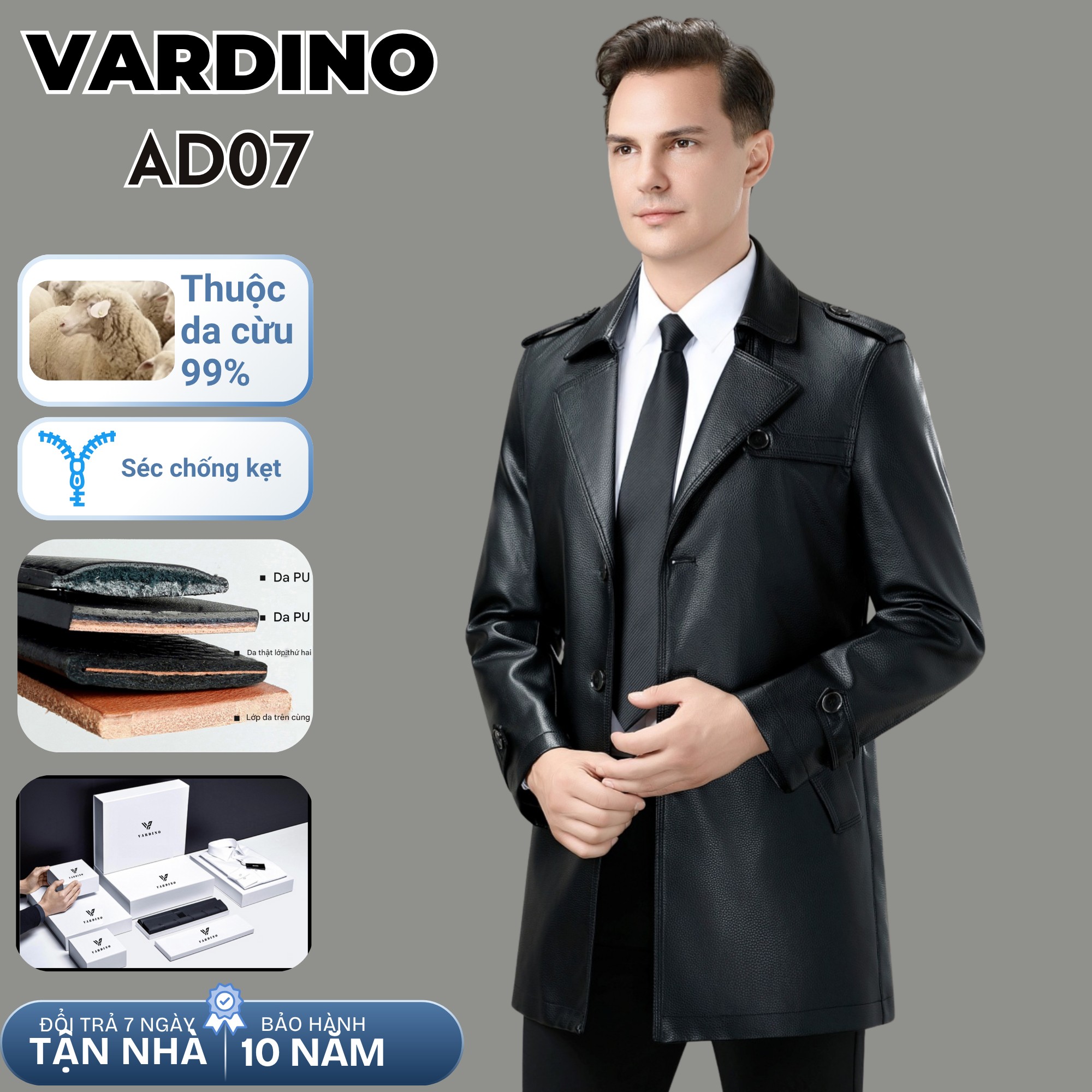 áo da nam Vardino AD0708