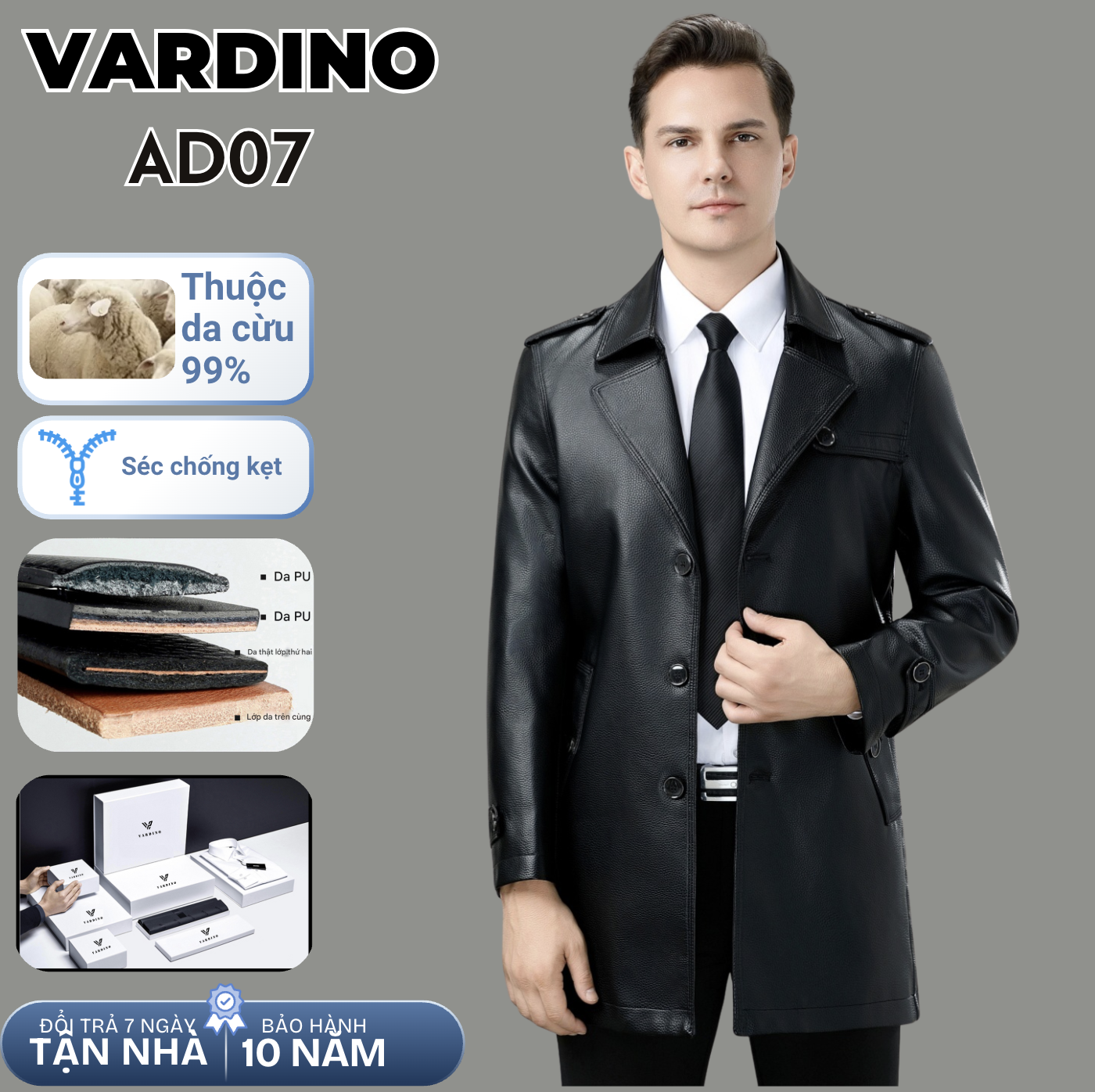 áo da nam Vardino AD0708
