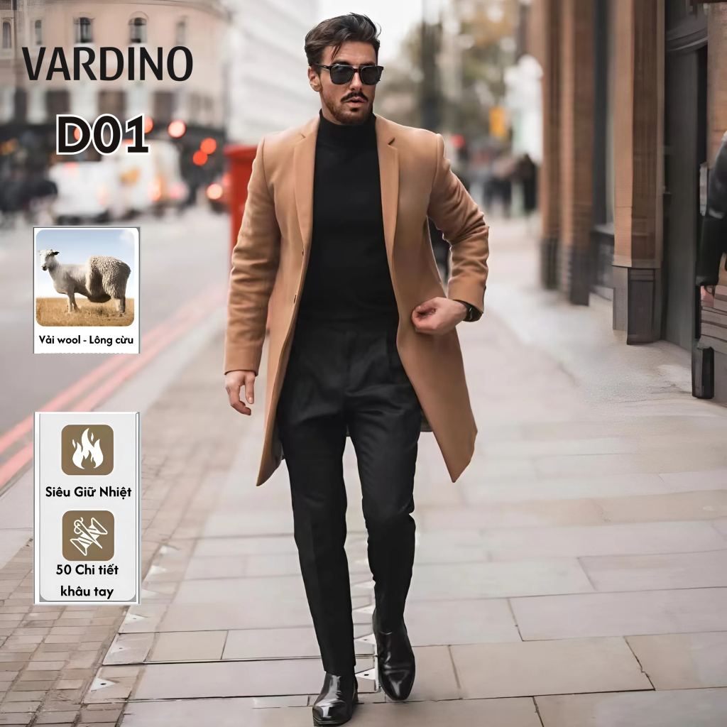 Áo dạ nam dáng dài Vardino D010203 3