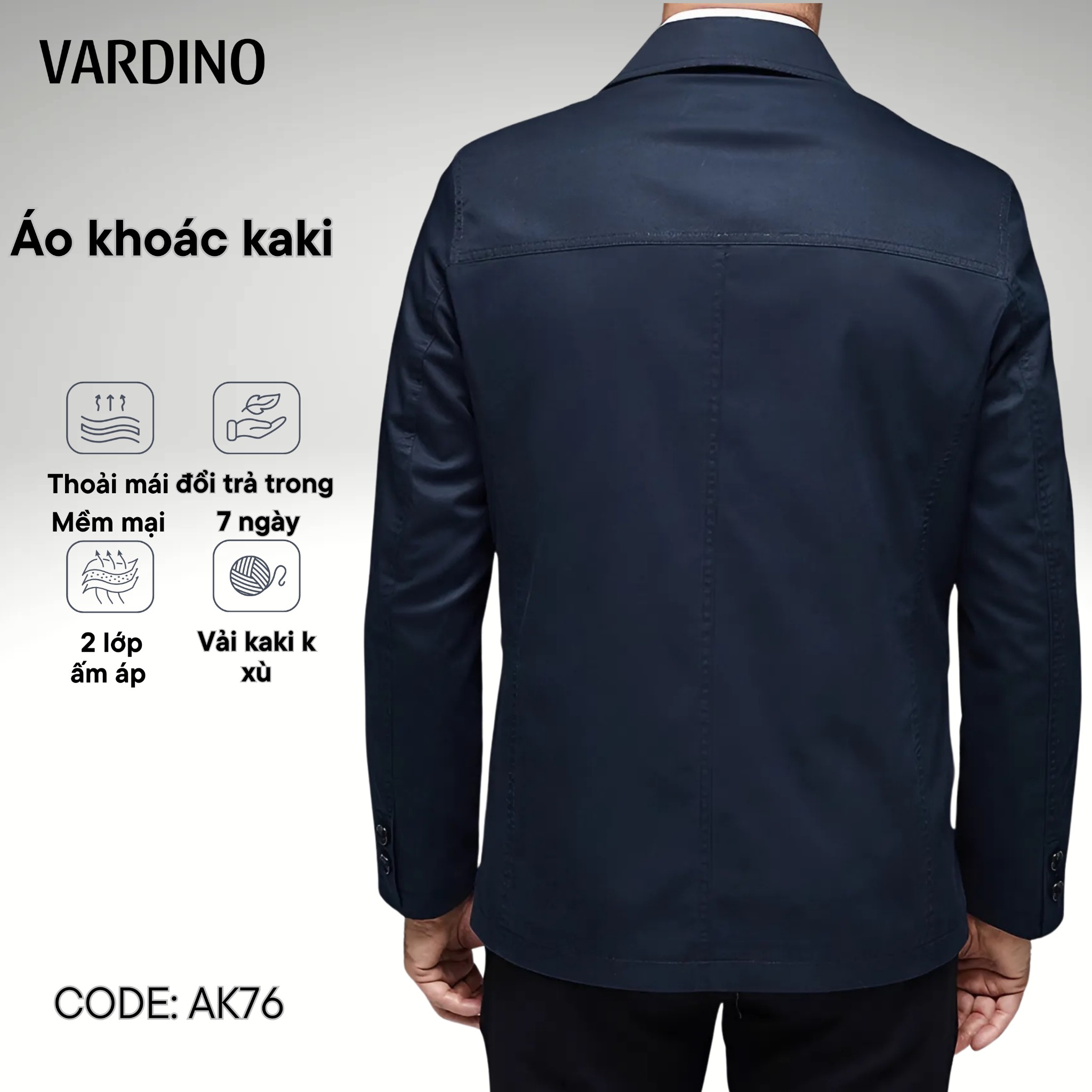 Áo khoác kaki nam Vardino AK76-AK77-AK78 - Ảnh 4
