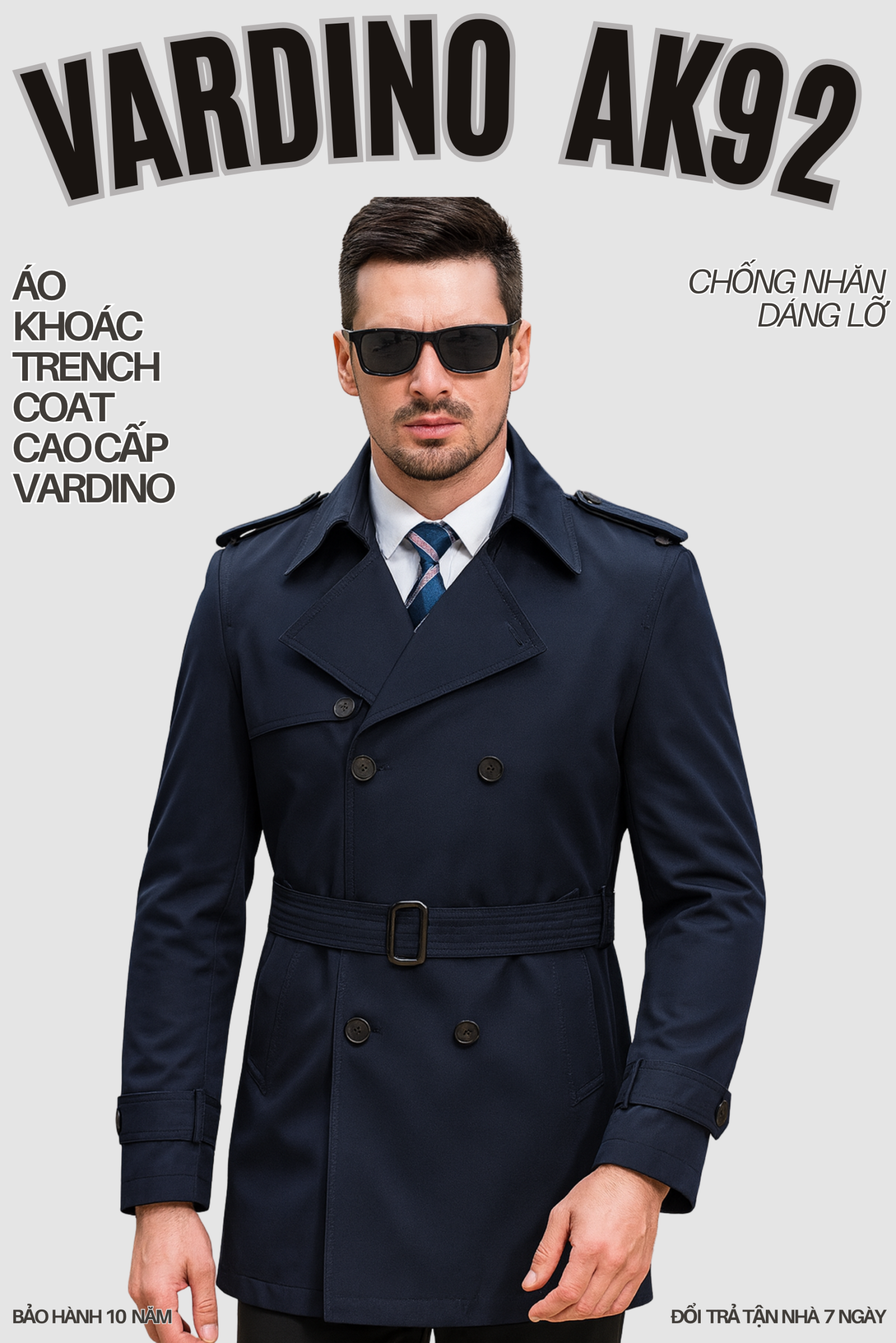 Áo khoác trench coat nam Vardino AK9293