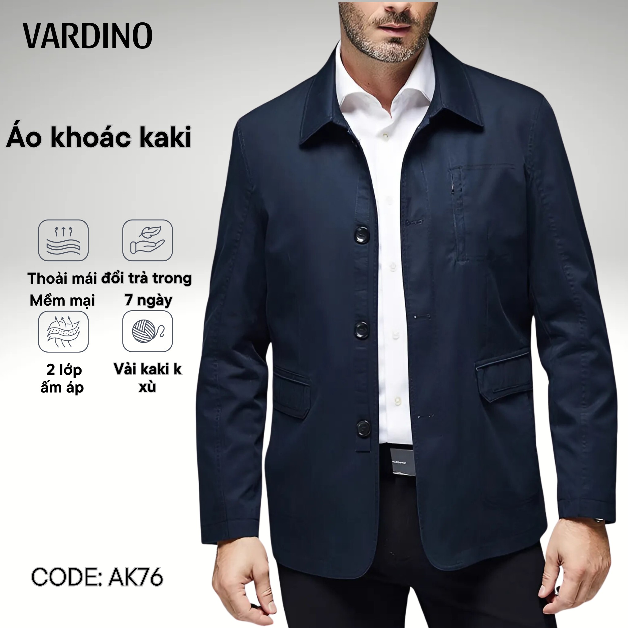 Áo khoác kaki nam Vardino AK76-AK77-AK78 - Ảnh 2