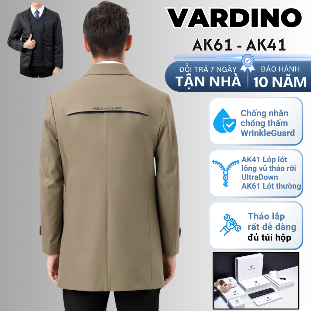 Áo khoác măng tô nam dáng ngắn Vardino AK5561 4
