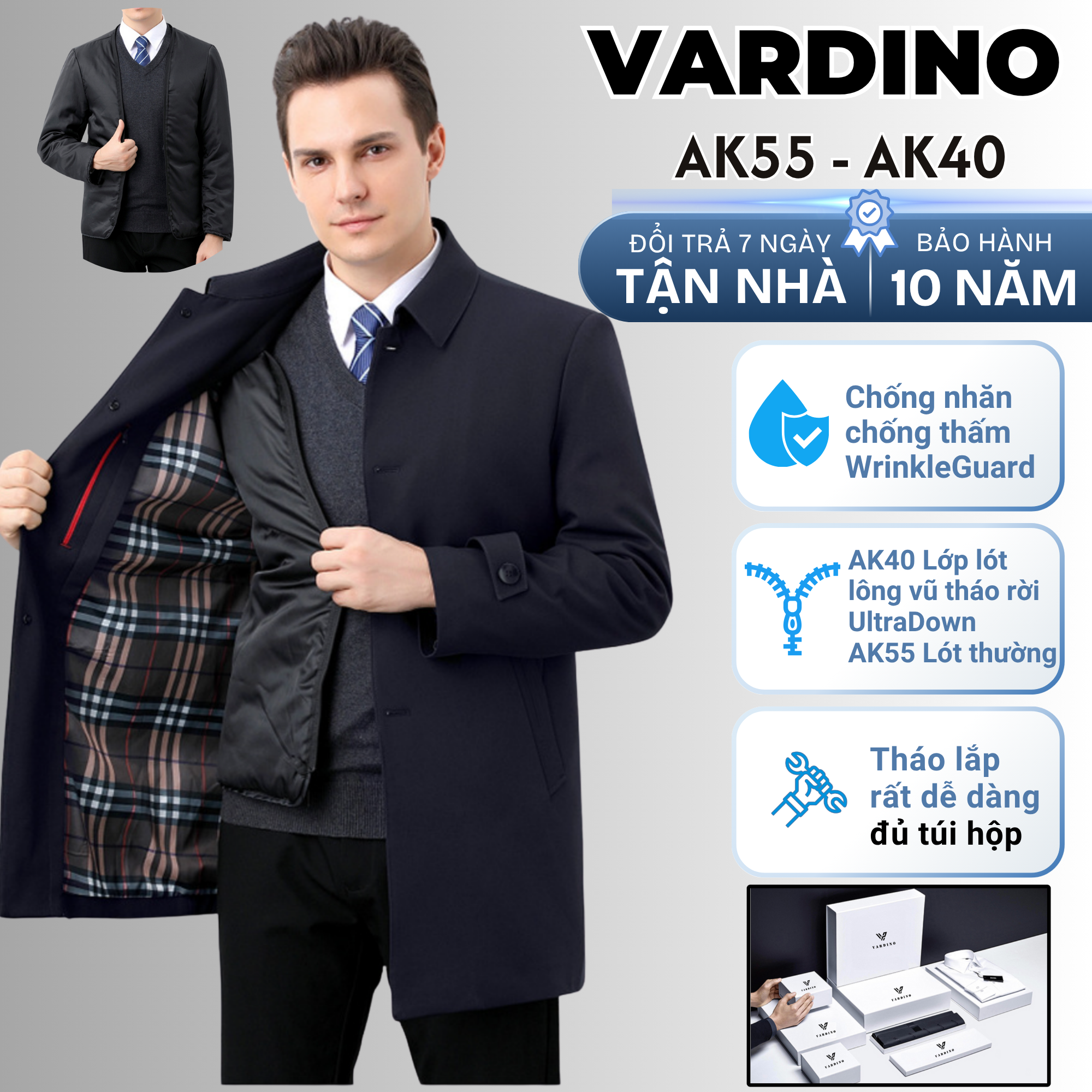 Áo khoác mangto nam công sở Vardino AK40-AK41 - Ảnh 2