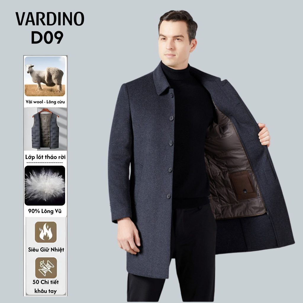 Áo khoác Mangto dạ có lót lông vũ tháo rời D09-D10 3