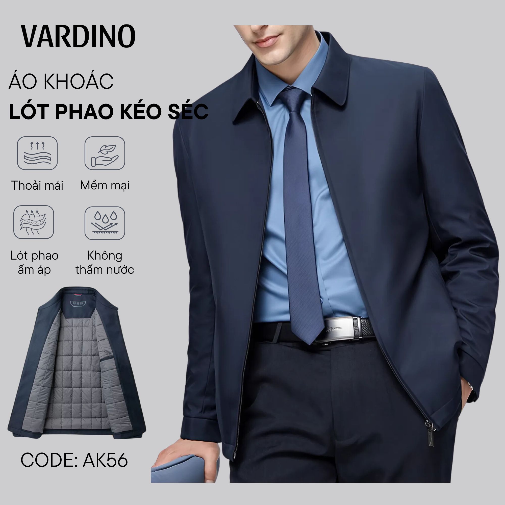 Áo khoác nam trung niên lót phao bông Vardino AK5657