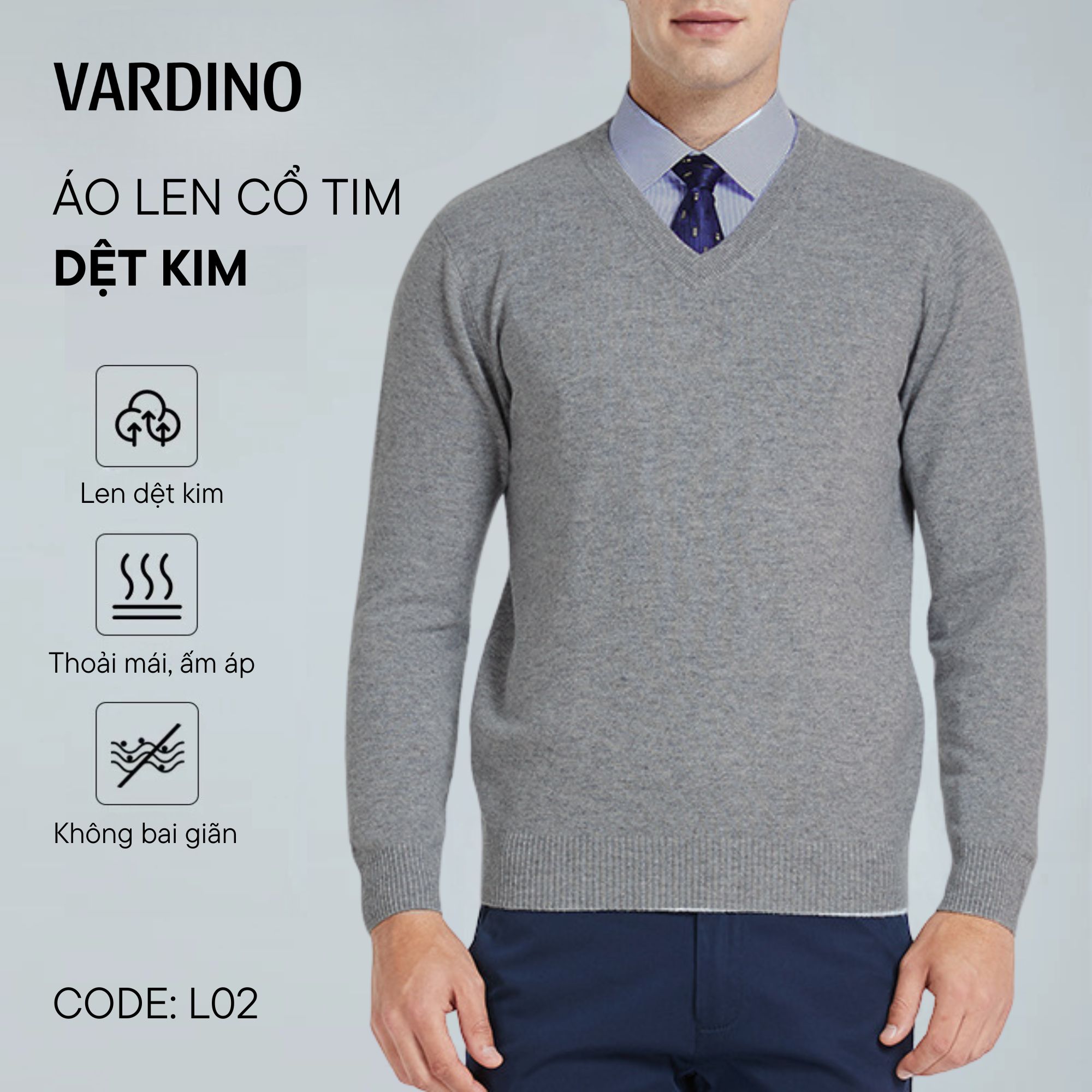 Áo len cổ chữ v cho nam Vardino L0102