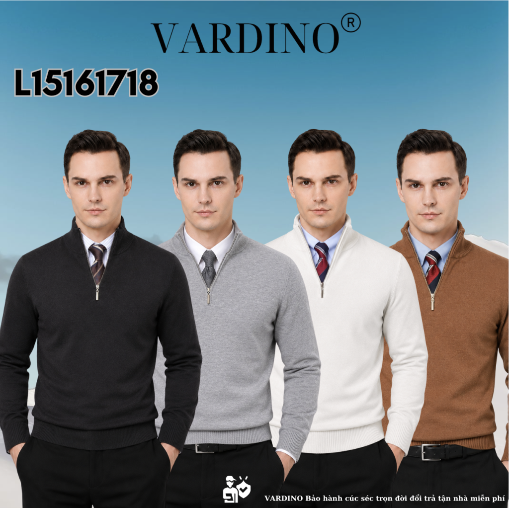 Áo len cardigan nam kéo séc Vardino L15161718 1