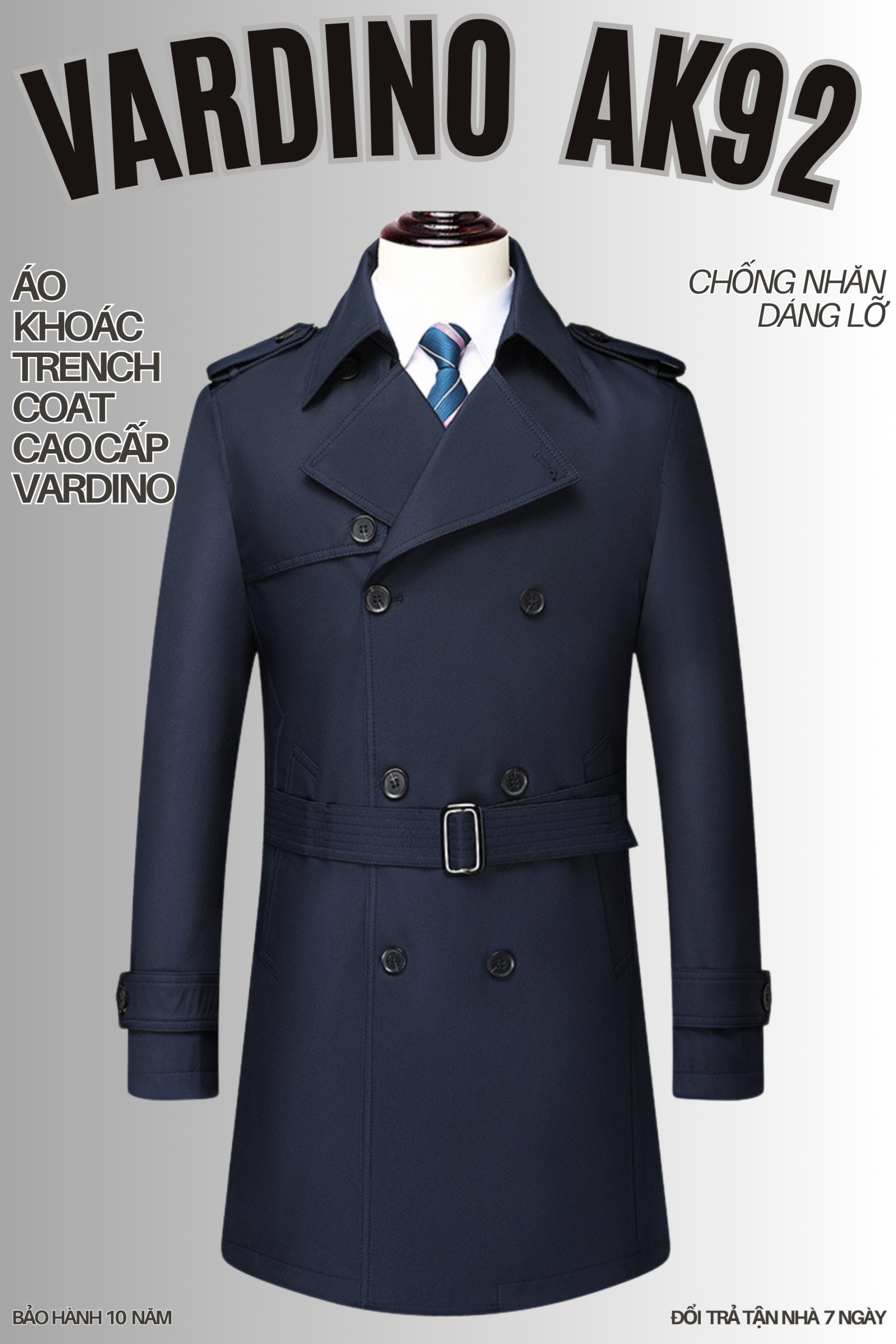 Áo khoác trench coat nam Vardino AK9293