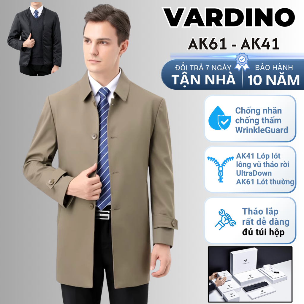 Áo khoác măng tô nam dáng ngắn Vardino AK5561 2