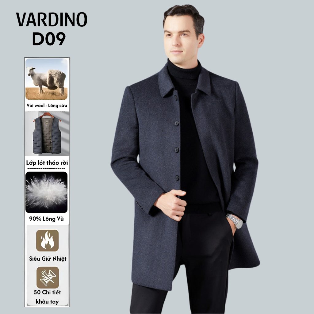 Áo khoác Mangto dạ có lót lông vũ tháo rời D09-D10 2