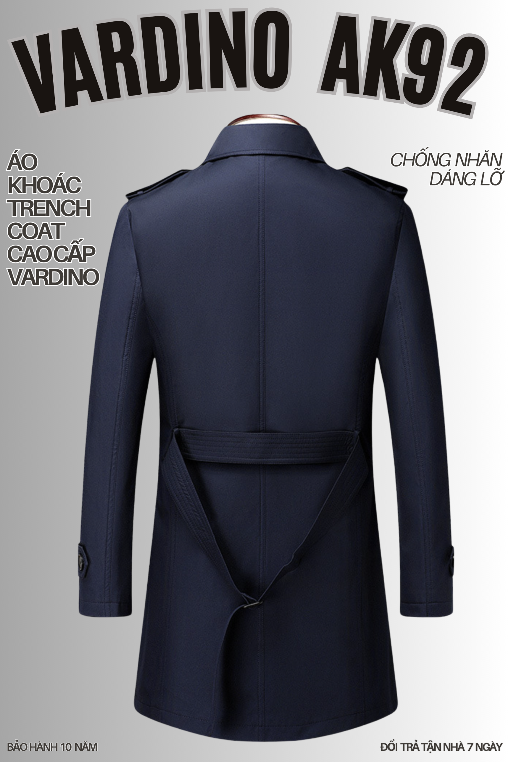 Áo khoác trench coat nam Vardino AK9293