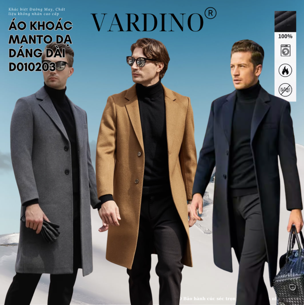 Áo dạ nam dáng dài Vardino D010203 1