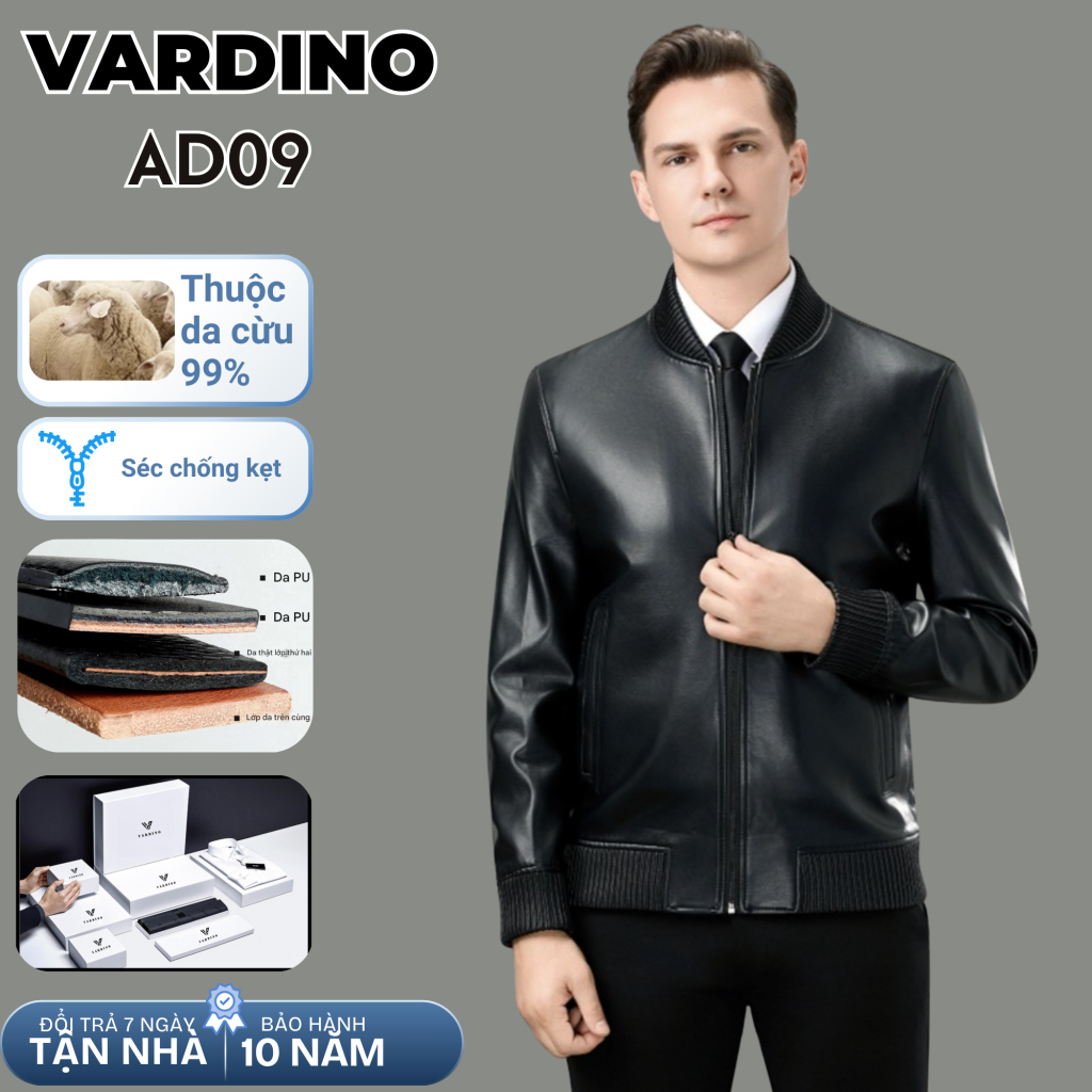 Áo da nam bomber Vardino AD09-AD10 3