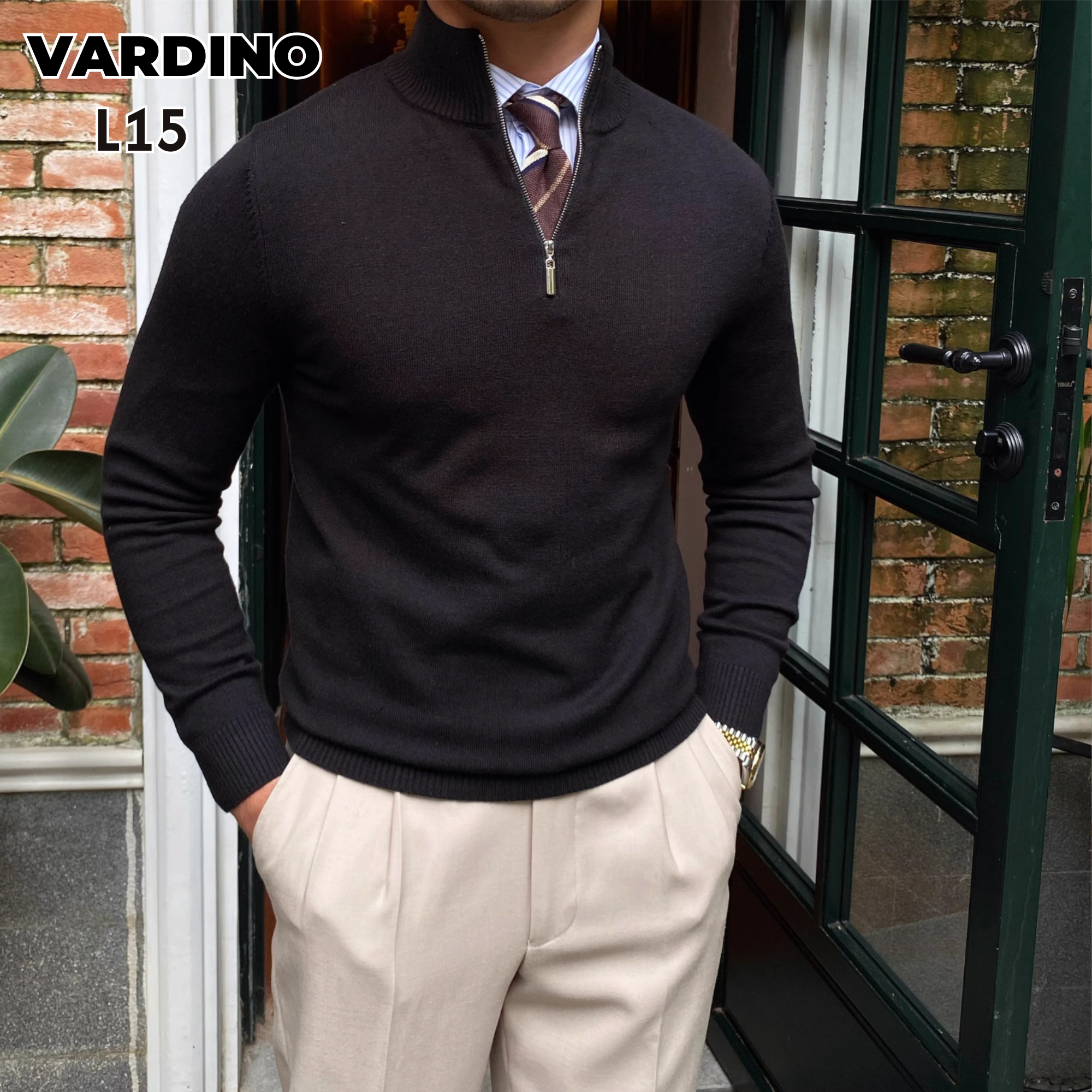 Áo len cardigan nam kéo séc Vardino L15161718 - Ảnh 2
