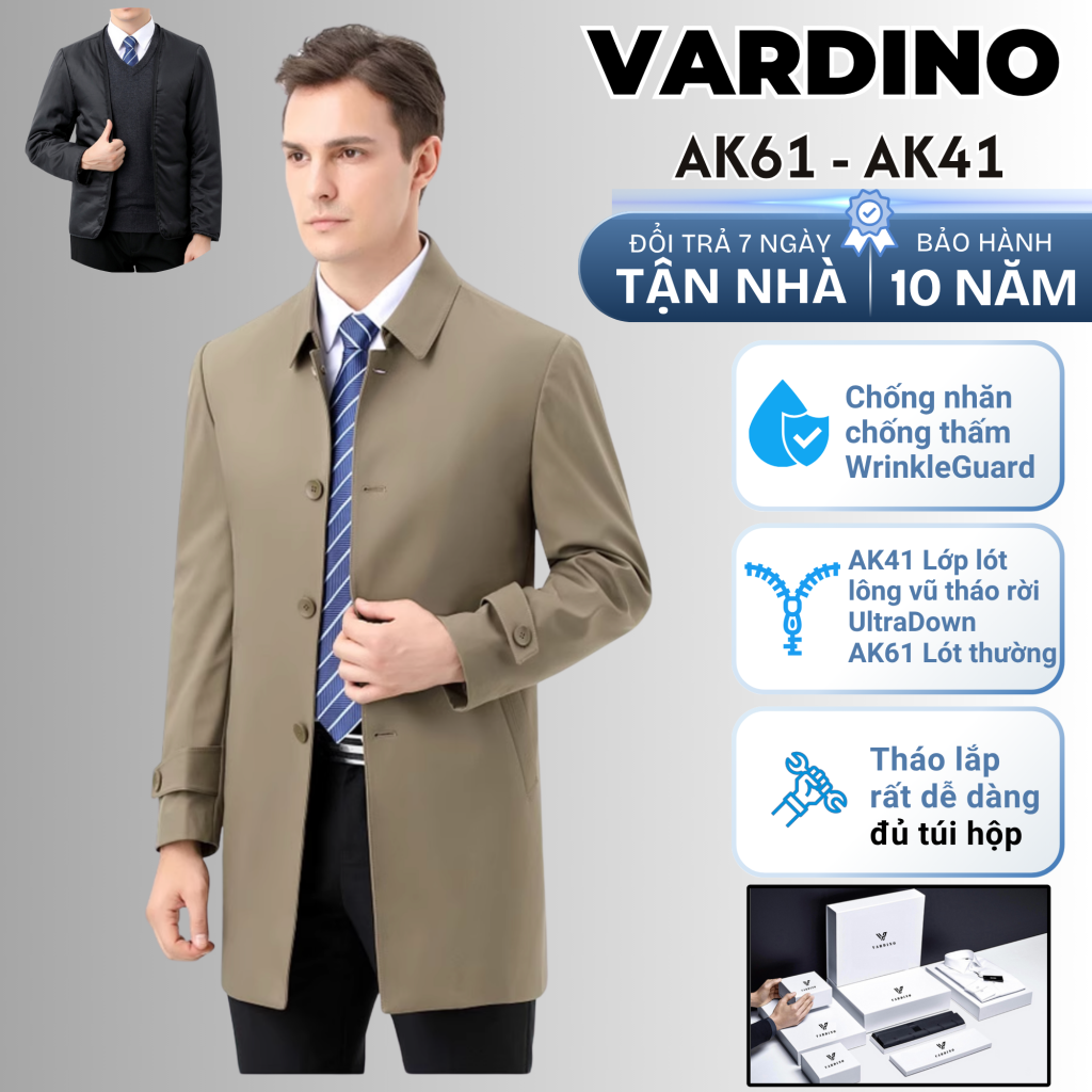 Áo khoác măng tô nam dáng ngắn Vardino AK5561 3