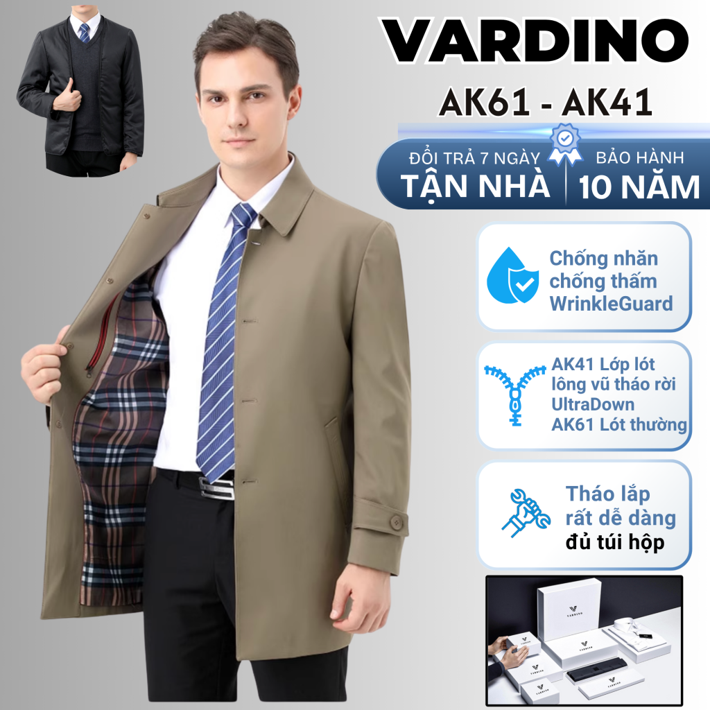 Áo khoác măng tô nam dáng ngắn Vardino AK5561 1