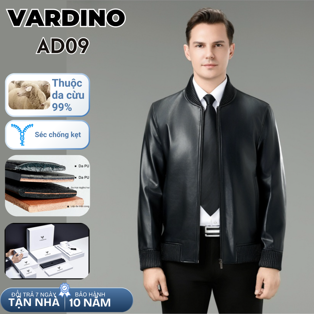 Áo da nam bomber Vardino AD09-AD10 2
