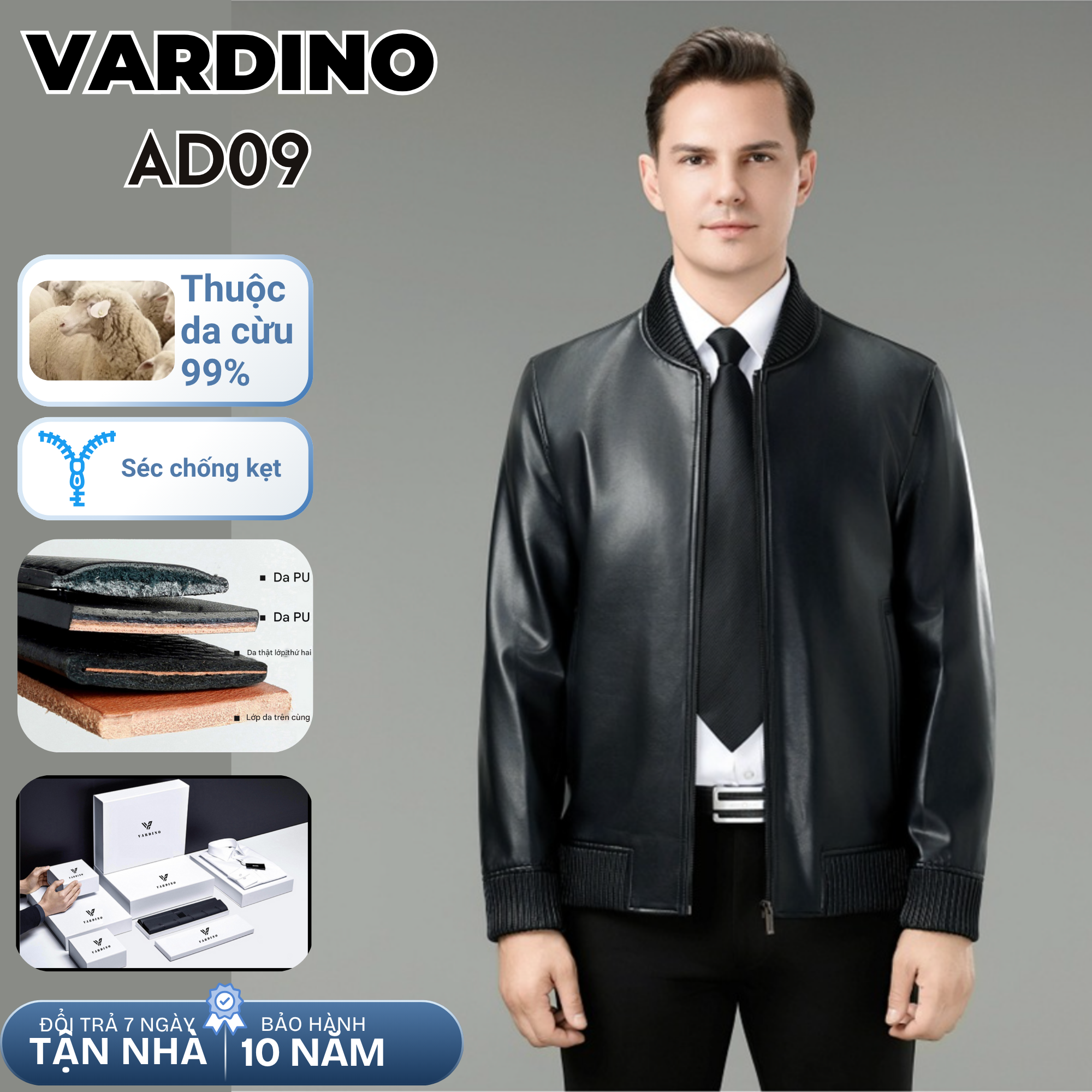 Áo da nam bomber Vardino AD09-AD10