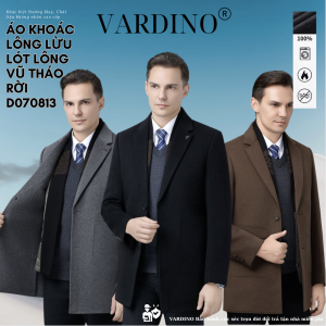 Áo dạ nam trung niên cao cấp có khăn và lót lông vũ tháo rời Vardino D070813