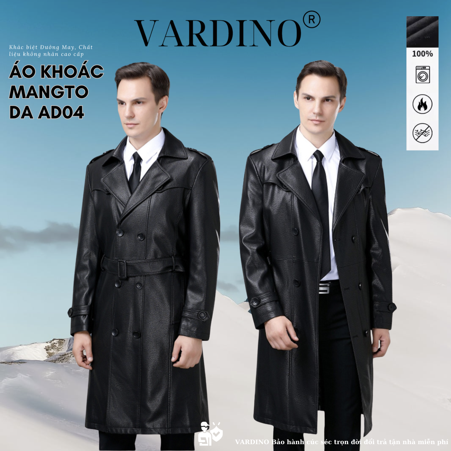 Áo da nam dáng dài Vardino AD04