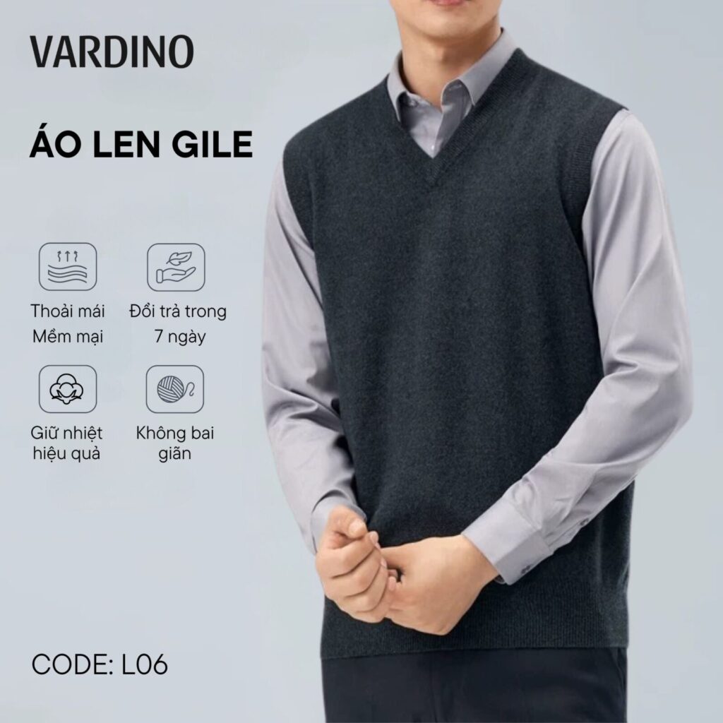 Áo gile len nam Vardino L0506 2
