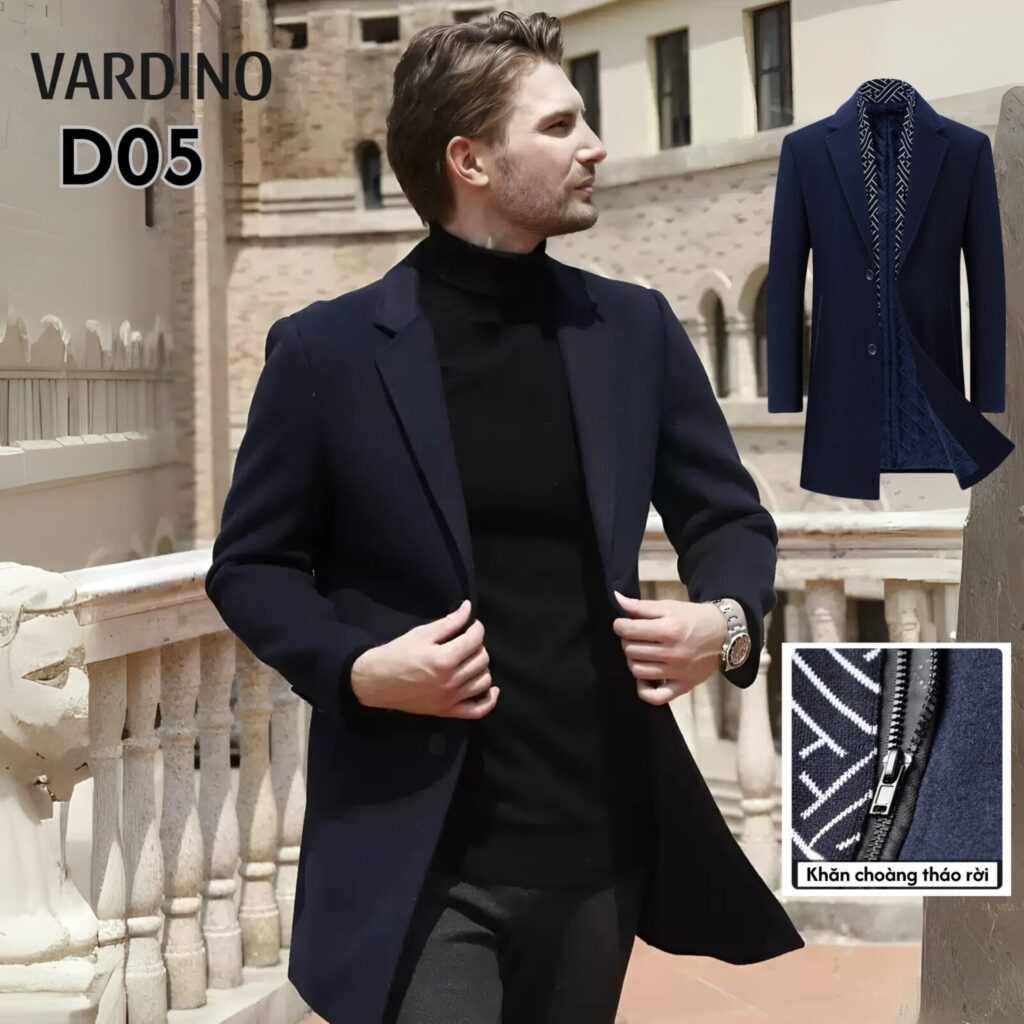 Áo dạ nam hàng hiệu Vardino D0405 4