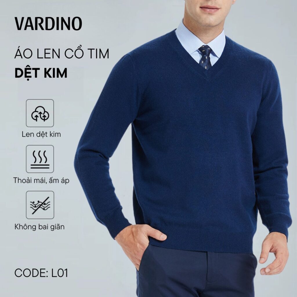 Áo len cổ chữ v cho nam Vardino L0102 2