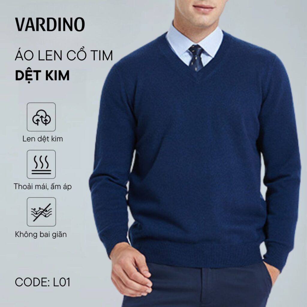 Áo len cổ chữ v cho nam Vardino L0102 3