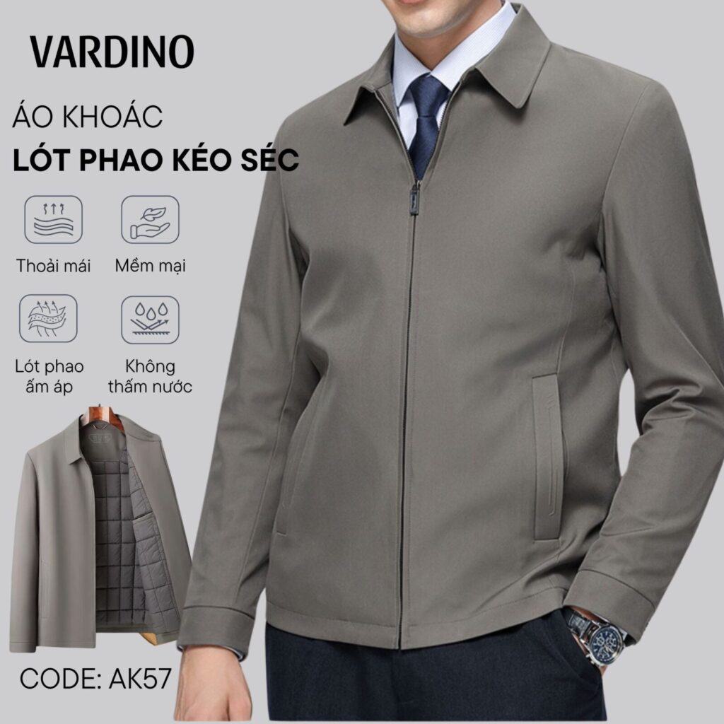 Áo khoác nam trung niên lót phao bông Vardino AK5657 4