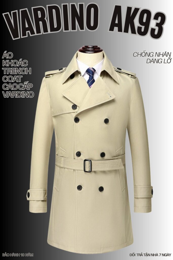 Áo khoác trench coat nam Vardino AK9293 3