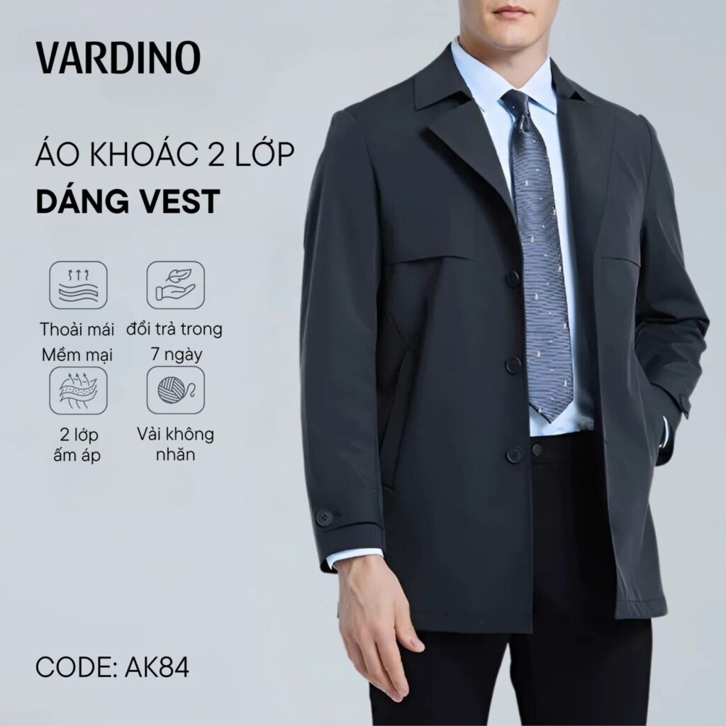 Áo khoác nam dáng vest Vardino AK84-AK85 2