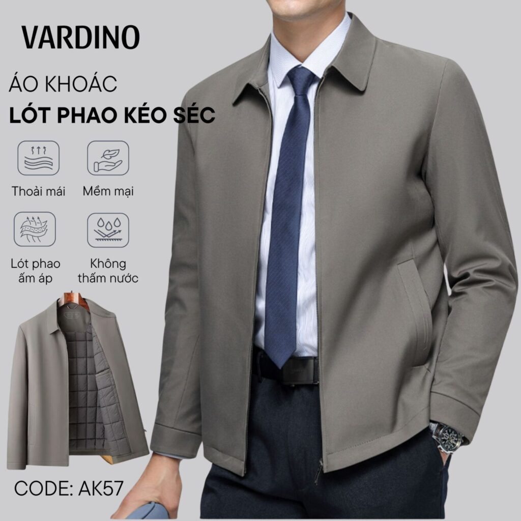 Áo khoác nam trung niên lót phao bông Vardino AK5657 2