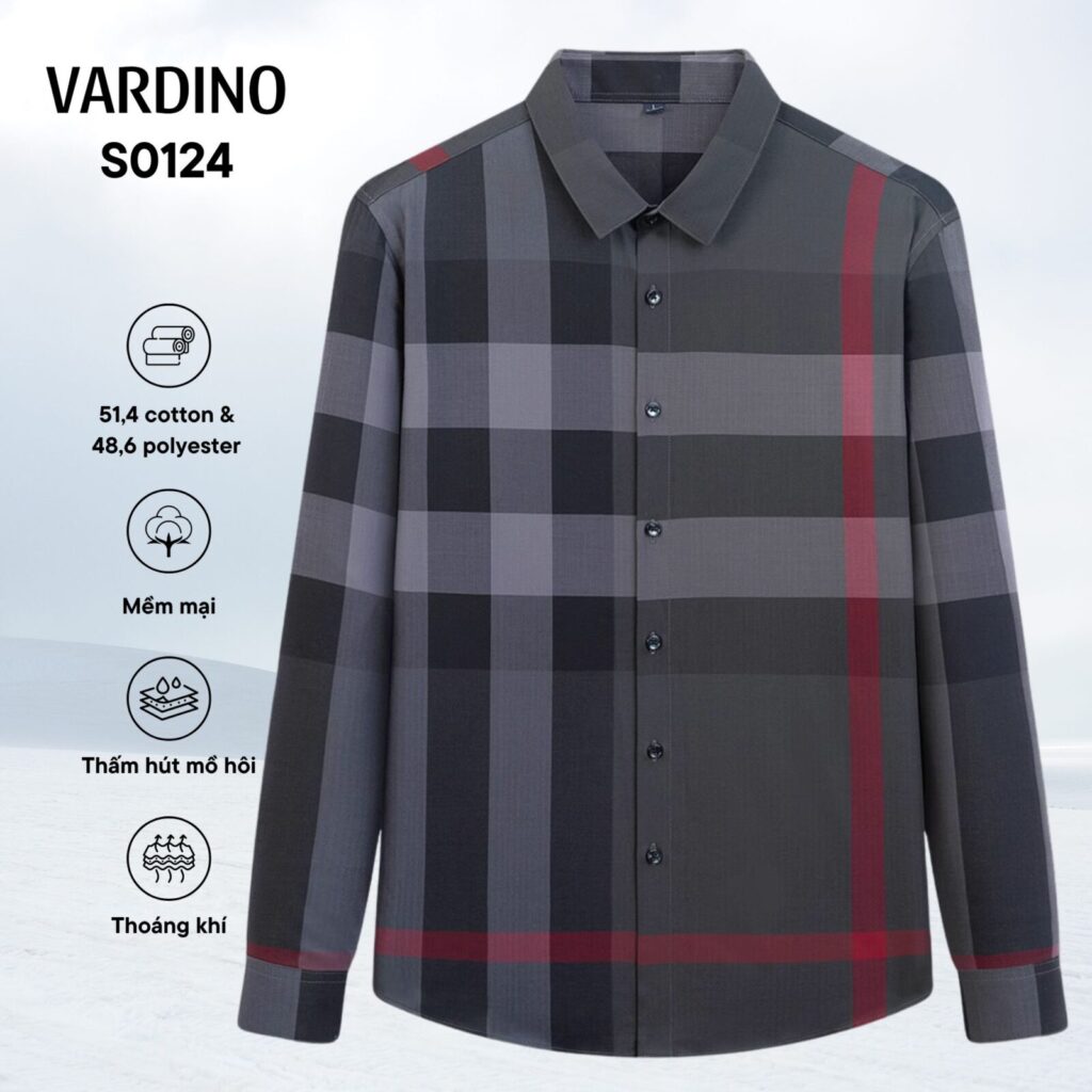 áo sơ mi nam kẻ hàng hiệu Vardino s0124,s0224,s0324 4