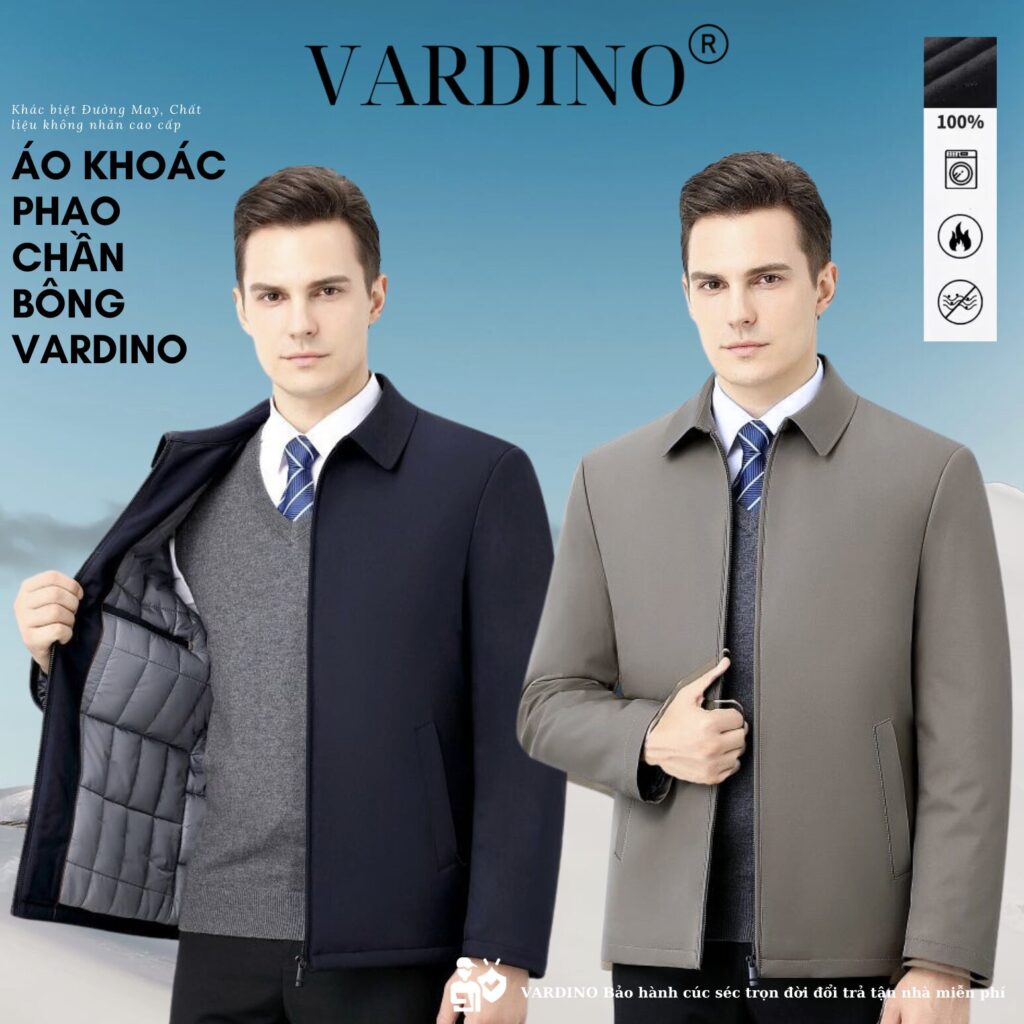 Áo khoác nam trung niên lót phao bông Vardino AK5657 1