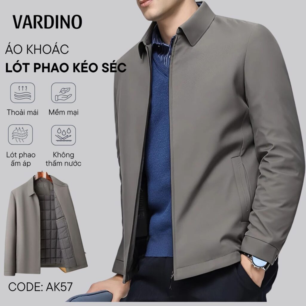 Áo khoác nam trung niên lót phao bông Vardino AK5657 3