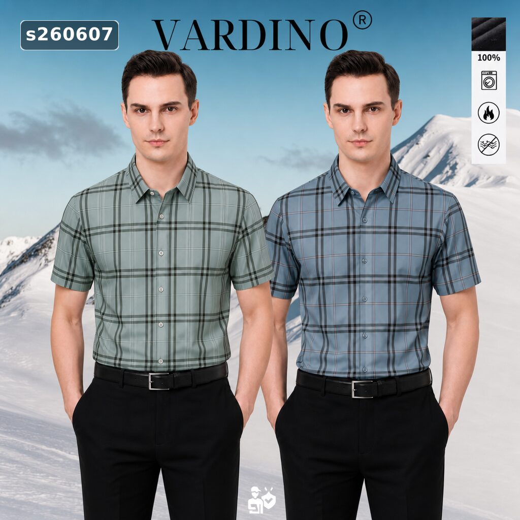 áo sơ mi nam tay ngắn Vardino S2606,s2607 1