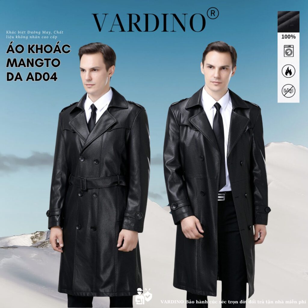 Áo da nam dáng dài Vardino AD04 1